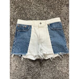 Two-Tone Denim Jean Shorts